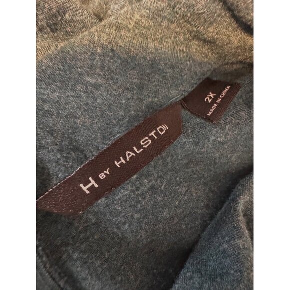 H by Halston Pullover Size 2X Cross Wrap Green Tunic Zip Up Back - Picture 4 of 9